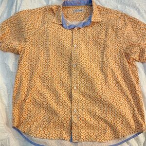 Tommy Bahama Orange and White Geometric Shirt